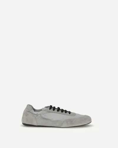 Prada Grey Re-nylon And Suede Collapse Sneakers In Gray