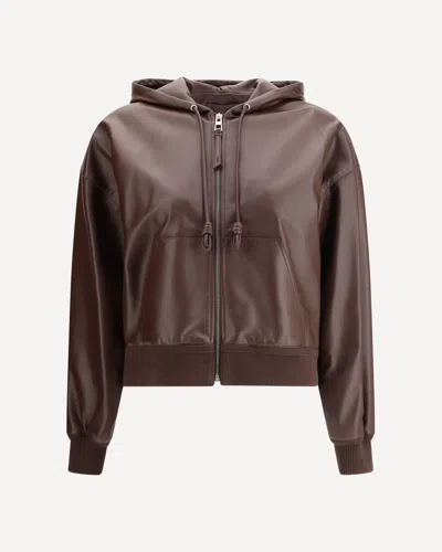 Loewe Leather Flamenco Jacket With Hood And Pockets In Brown