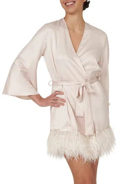 Rya Collection Swan Feather-hem Robe, Inclusive Sizing In Pink