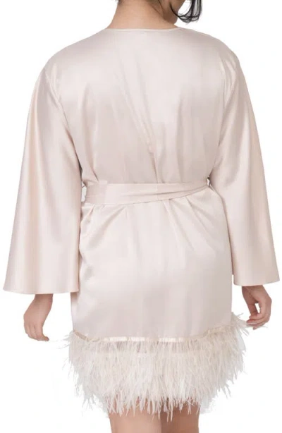 Rya Collection Swan Feather-hem Robe, Inclusive Sizing In Pink