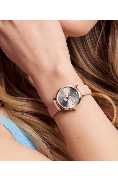 Olivia Burton Women's Ultra Slim Bee Blush Leather Watch 28mm In Gold