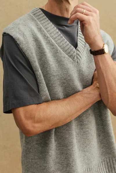 A Days March Wigtown Lambswool V-neck Vest In Gray