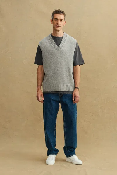A Days March Wigtown Lambswool V-neck Vest In Gray