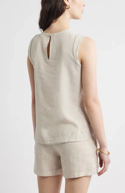 Caslon ® Stripe Cap Sleeve Linen Blend Top In Neutral