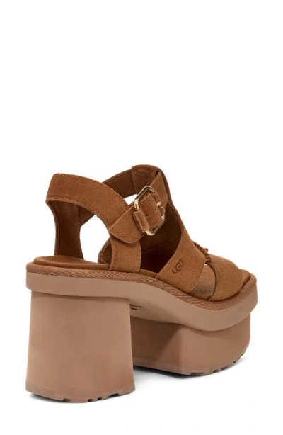 Ugg Platform T-strap Sandal In Brown