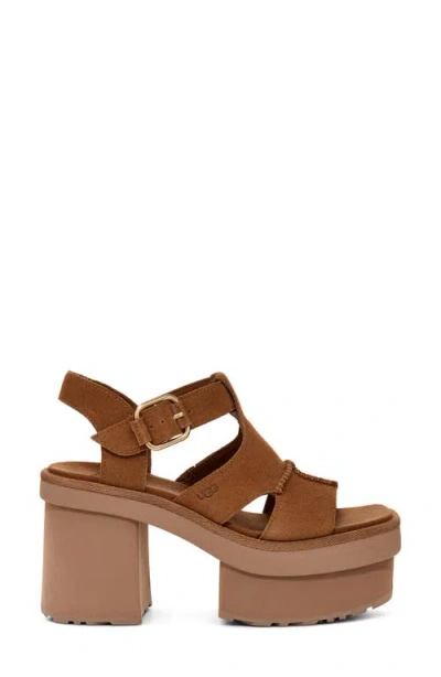 Ugg Platform T-strap Sandal In Brown