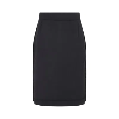 Maison Margiela Midi Skirt Woman Carbon Melange And Black In Black