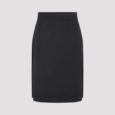 Maison Margiela Midi Skirt Woman Carbon Melange And Black In Black