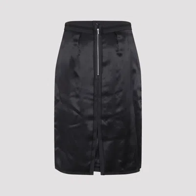 Maison Margiela Midi Skirt Woman Carbon Melange And Black In Black