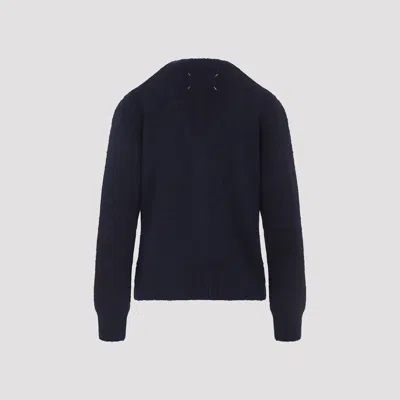 Maison Margiela Wool Blend Cardigan In Black