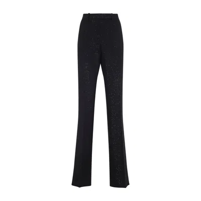 Tom Ford Sequined Wool Blend Crepe Tailored Straight Pants In Black
