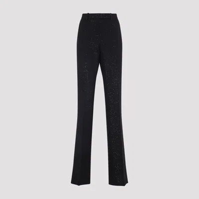Tom Ford Sequined Wool Blend Crepe Tailored Straight Pants In Black
