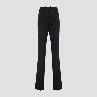 Tom Ford Sequined Wool Blend Crepe Tailored Straight Pants In Black