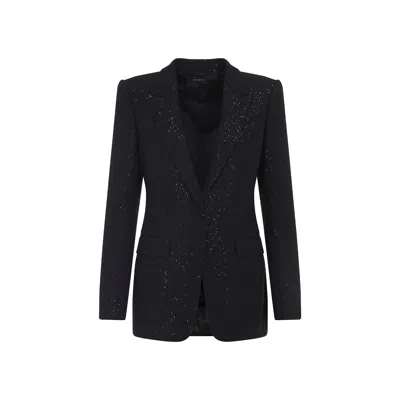 Tom Ford Single-breasted Wool Blend Crepe Jacket With Sequins In Black