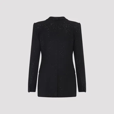 Tom Ford Single-breasted Wool Blend Crepe Jacket With Sequins In Black