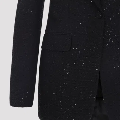 Tom Ford Single-breasted Wool Blend Crepe Jacket With Sequins In Black