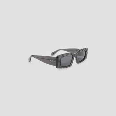 Alaïa Rectangular Frame Sunglasses Striped Pattern In Gray