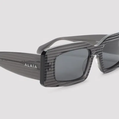 Alaïa Rectangular Frame Sunglasses Striped Pattern In Gray