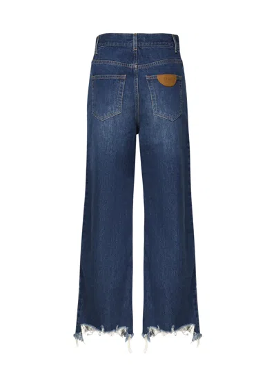 Chloé Wide Denim Raw Cut In Blue