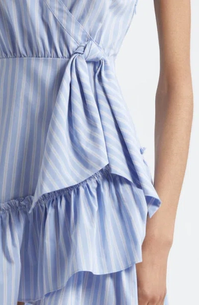 Cinq À Sept Lila Stripe Asymmetric Ruffle Minidress In Multi