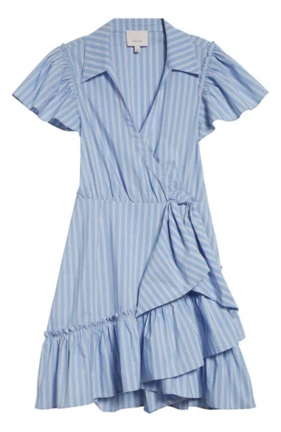 Cinq À Sept Lila Stripe Asymmetric Ruffle Minidress In Multi