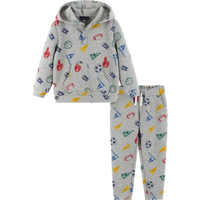 Andy & Evan Kids' Varsity Lounge Hoodie & Joggers Set In Gray