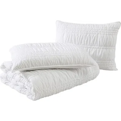 Poppy & Fritz Poppy And Fritz Scrunch Stripe Microfiber Quilt & Shams Set In White