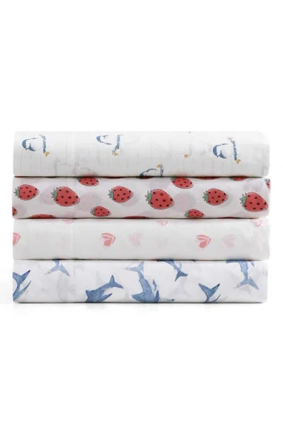 Poppy & Fritz Poppy And Fritz Sweet Heart 200 Thread Count Cotton Percale Sheet Set In Multi