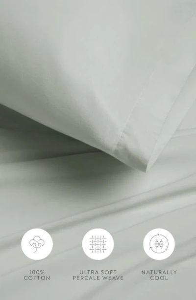 Homespun Solid Cotton Percale Sheet Set In Green