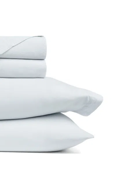 Homespun Solid Cotton Percale Sheet Set In Blue