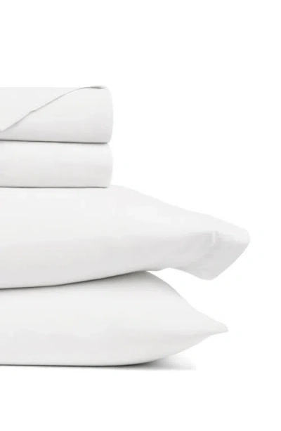 Homespun Solid Cotton Percale Sheet Set In White