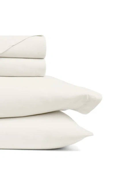 Homespun Solid Cotton Percale Sheet Set In White