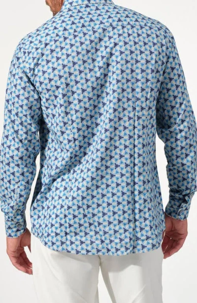 Studio Garnet Los Angeles Soleil Tile Print Button-up Shirt In Blue