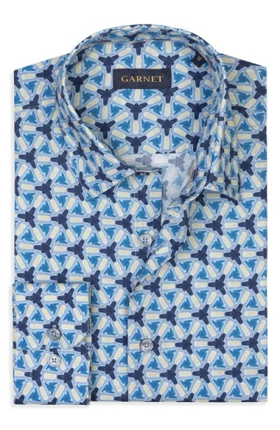 Studio Garnet Los Angeles Soleil Tile Print Button-up Shirt In Blue