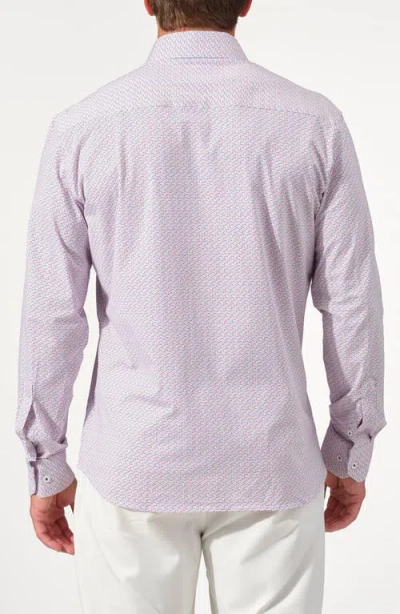 Studio Garnet Los Angeles Pixel Grid Stretch Supima Cotton Button-up Shirt In Purple
