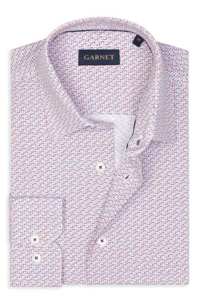 Studio Garnet Los Angeles Pixel Grid Stretch Supima Cotton Button-up Shirt In Purple
