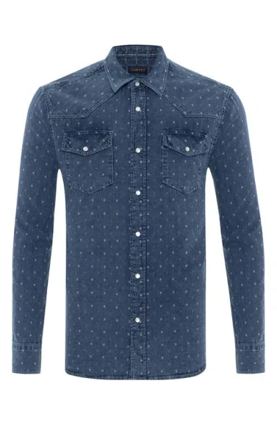 Studio Garnet Los Angeles Micro Dot Denim Western Shirt In Blue