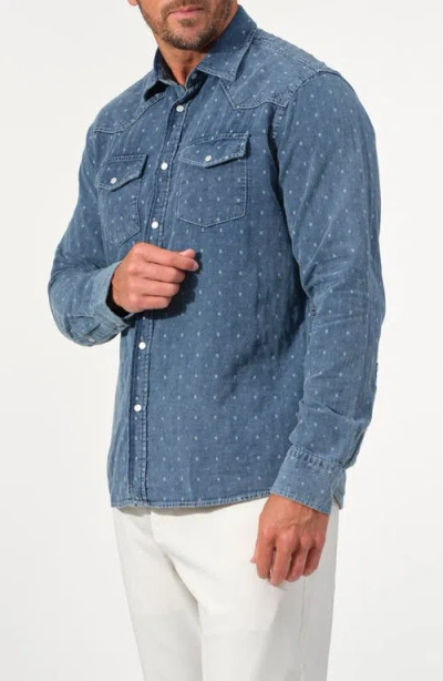 Studio Garnet Los Angeles Micro Dot Denim Western Shirt In Blue