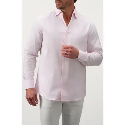 Studio Garnet Los Angeles Textured Solid Cotton Button-up Shirt In Pink