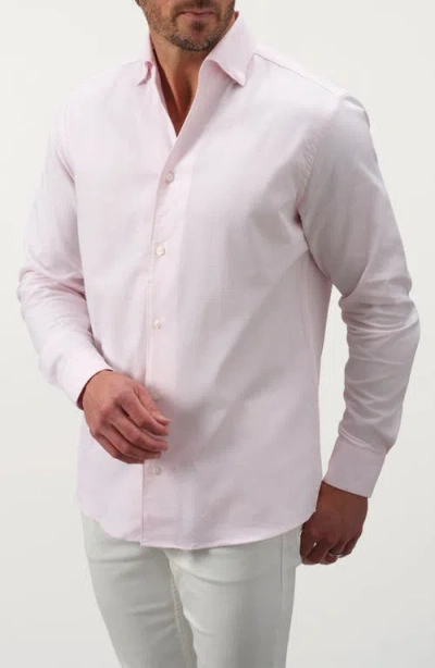 Studio Garnet Los Angeles Textured Solid Cotton Button-up Shirt In Pink