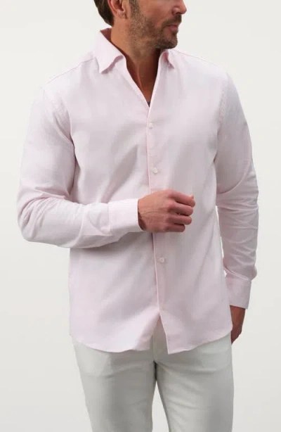 Studio Garnet Los Angeles Textured Solid Cotton Button-up Shirt In Pink