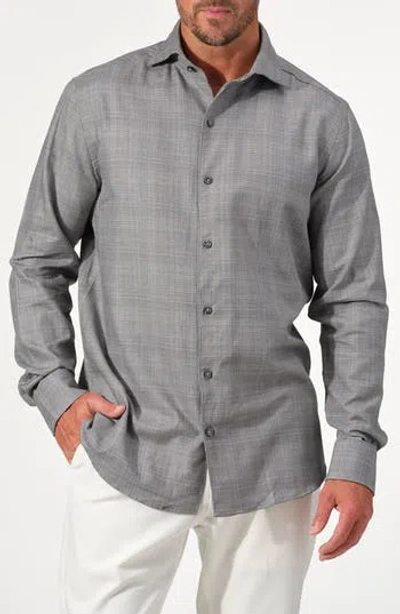 Studio Garnet Los Angeles Textured Cotton Button-up Shirt In Gray