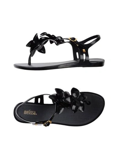 Melissa Toe Strap Sandals In Black