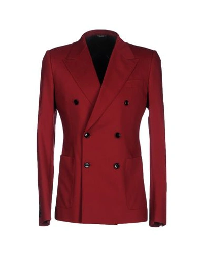 Shop Dolce & Gabbana Man Suit Jacket Burgundy Size 42 Virgin Wool, Silk, Elastane In Red