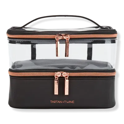 Tartan + Twine Basics Black Double-zip Train Case