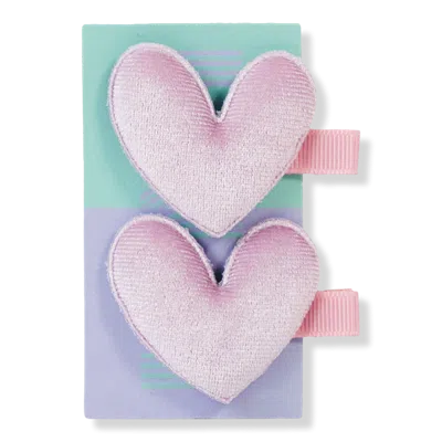 Locks & Mane 'the Izzy' Velvet Heart Grwm Barrette Set