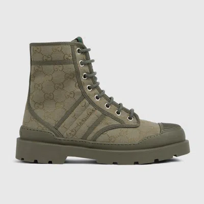 Gucci Army Green Gg Fabric Ankle Boots In Green