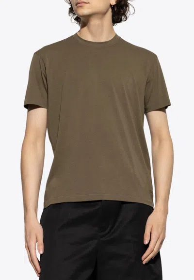 Tom Ford Khaki Lyocell Cotton Crewneck T-shirt In Green