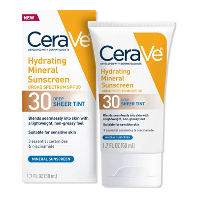 Cerave Hydrating Mineral Sunscreen Face Lotion With Sheer Tint Spf 30 - Deep