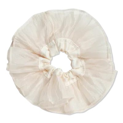 Wet Brush Iridescence Icon Flowy Large Scrunchie - Cream In White